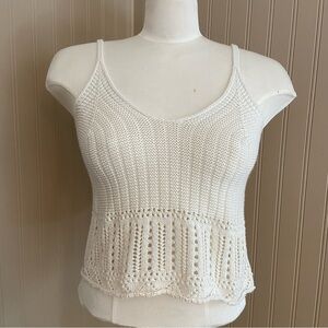White Crochet Knit Tank Top - Women